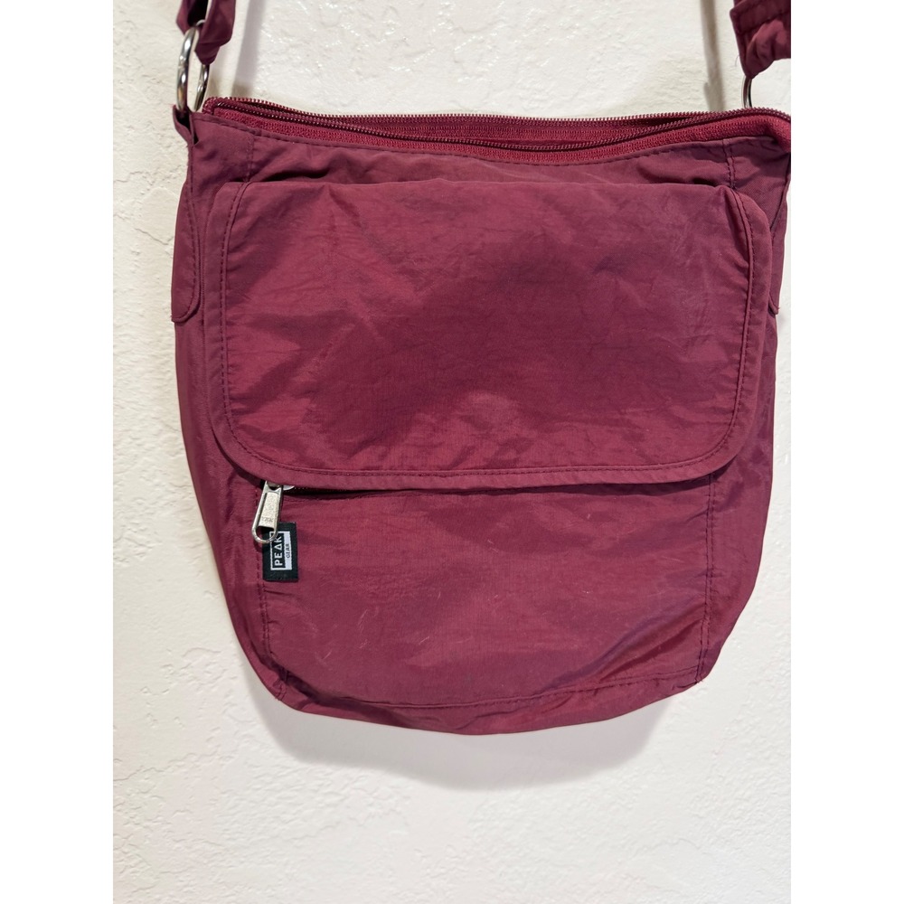 Peak Gear Burgundy Nylon RFID Blocking Crossbody Travel Messenger Bag Maroon